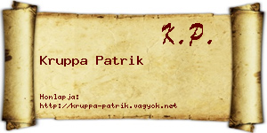 Kruppa Patrik névjegykártya